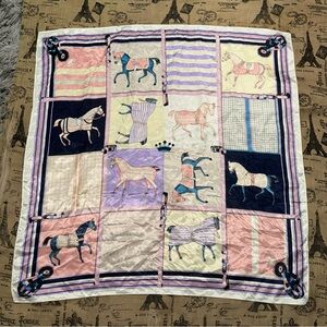 Horse Scarf Print Shawl Equestrian Purple Pink Blue Pony Stallion One Size